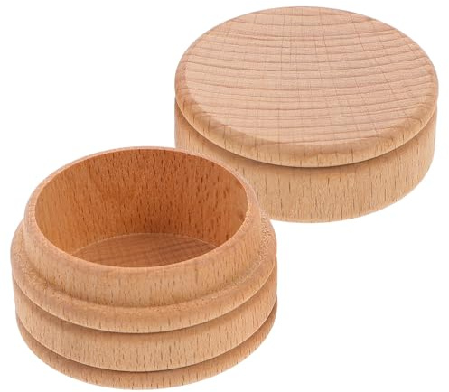 jojofuny Caja de Recuerdos para Dientes de Leche de Ñiño Estuche Redondo de Madera de Haya Maciza Diámetro 5 CM Altura 35 CM Organizador Seguro para Guardar Dientes y Cabello Fetal
