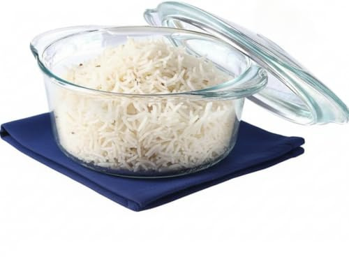 RDK Glass Casserole Oven Dishes with Lids, Borosilicate Glass, Freezer Microwave Safe, Scratch & Thermal Shock Resistant, Round & Square Baking Serving Set (Clear, Round 1 Litre)