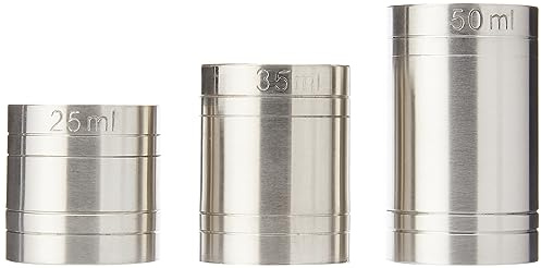 Beamount THIM3 Messbecher-Satz, Barmaß, Edelstahl, Silber, 10 x 10 x 5 cm