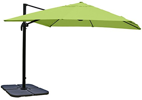 Mendler Sombrilla para gastronomía HWC-A96, 3 x 3 m (diámetro de 4,24 m), poliéster aluminio/acero, 23 kg, color verde con soporte, giratorio
