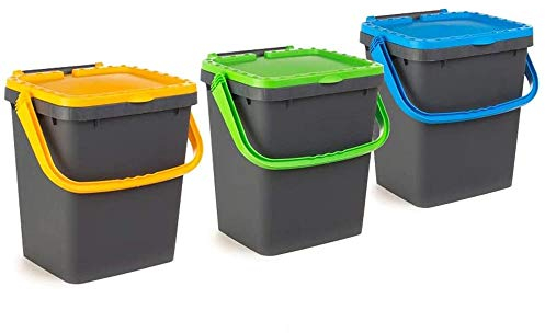 ECP20 Set 3 Pattumiere Chiuse EcoPlus per Raccolta Differenziata Ecologiche 20 Litri