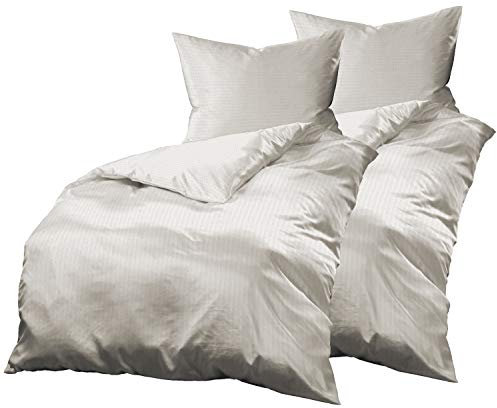 Gerald Wittmann 4-Piece Bed Linen Set 2 x 140 x 200 cm + 2 x 70 x 90 cm, Microfibre Seersucker Plain White