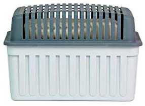 WENKO Feuchtigkeitskiller Raumentfeuchter 1 kg für Räume bis 80 m³ schützt vor Feuchtigkeit Schimmel Geruch ohne Strom wiederverwendbar mit Kunststoffgehäuse Granulat Raumklima 23,5x15,5x15,5 cm Grau