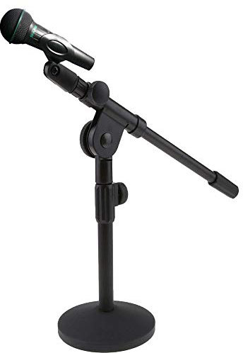 Microphone Stand Desktop Mic Stands Height Adjustable 11”to 27” High with Boom Arm Universal Mic Mount with Metal Base Mic Clips Table Mic Stand