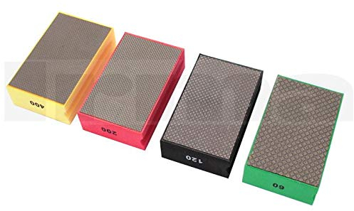BSD Professionelle Diamant Schleifschwamm Set 4 tlg 60-400 - Trockener Diamantschleufblock für Granit, Marmor, Beton