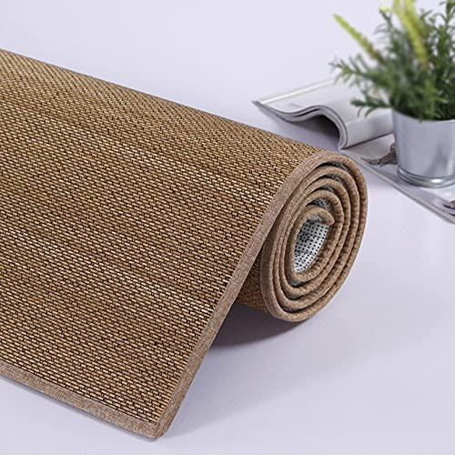 LIHY Teppich Läufer Bambus Weben, Naturfaser Bambus Teppich rutschfeste Große Bodenmatte, Moderne Schlafzimmer Wohnzimmer Balkon Teppich, 20mm(Size:80×180cm,Color:Dunkle Farbe)