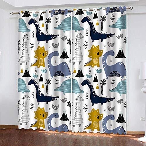 WMMTFT Rideaux Occultants Isolants Thermique Phonique - Dinosaure Animal Abstrait - 3D Impression Numérique 100% Polyester, Moderne Chambre Cuisine - 140 x 160 cm - pour Enfant Fille, Rideaux Occulta