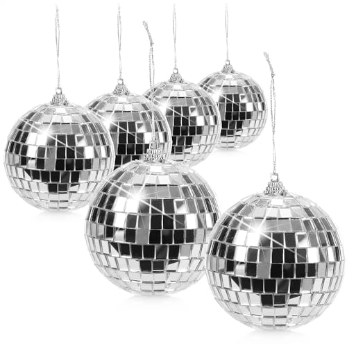 com-four® Palla da Discoteca a Specchio - Da Appendere per Feste, Capodanno, Compleanno, Festa a Tema - Ø 8 cm
