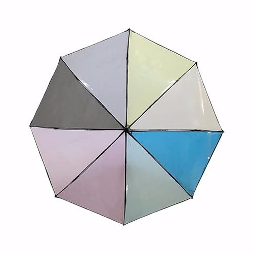 XKUN Regenschirm Mädchen Transparent Regenschirm Regenbogen Farbe Reisen Winddicht DREI Falten Klare Automatische Regenschirme-A