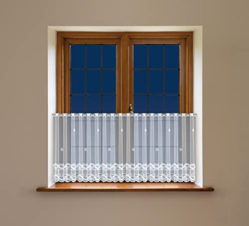 Weiße Scheibengardinen aus Jacquard (HxB) (80x200 cm) Halbtransparent Stoff