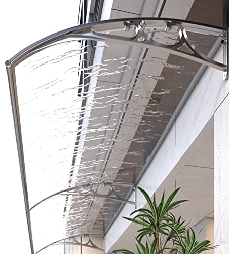 Transparentes Pultbogenvordach,Vordach Überdachung Haustürvordach,Schnee und Windschutz Türvordach aus Aluminium und Polycarbonat,Dicke 2,5 mm,Pultvordach Überdachung (80x260cm/32 x102)