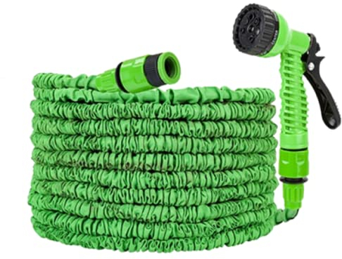 Tilz Garden Hose Pipe with 7 Function Spray Gun - 15M Super Light Flexible Hose Pipe Gardening Accessories - High Pressure Washer Hose Garden Accessories Outdoor