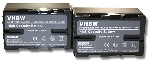 vhbw 2X batería Compatible con Sony PMW-EX1r, PMW-EX3, PMW-F3, PMW-F3K, PMW-F3L cámara de vídeo, videocámara (2600mAh, 14,4V, Li-Ion) con Chip