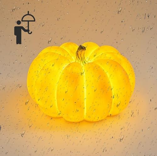 KZT Halloween kürbis deko licht IP65 Außen Bodenlampe für den Rasen mit LED Licht mit 1.5M Kabel Flammenlose Kerzenlicht Nachtlicht Für Indoor Outdoor Gärten Halloween & Herbstdeko