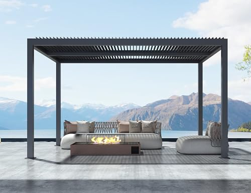 PURPLE LEAF Pavillon 3 x 4.25 m Wasserdicht Stabil Winterfest Pergola mit Lamellendach Freistehend Verstellbaren Aluminium-Lamellen Terrassenüberdachung für Partyzelt, Grau