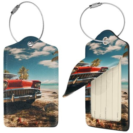 Gepäckanhänger aus Leder, 1 Gepäckanhänger für Koffer, Auto, Strand, Gepäckanhänger mit Sichtschutz, Leder-Namens-ID-Etikett, Kofferetiketten, Kofferanhänger für Reisetaschen
