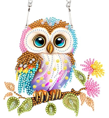 Demiawaking Diamond Painting Anhänger, 5D Diamant Malerei Girlande Kranz Tiere Set, Diamant Painting Anhänger Wanddeko Garten Fenster Deko (H)