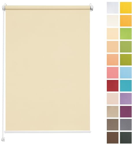 Rettika Sichtschutz Rollo ohne Bohren - Cremig, Breite: 70cm, Höhe 220 - Rollos für Fenster ohne Bohren, Fenster rollos für innen, Jalousien zum Klemmen, Klemmrollo