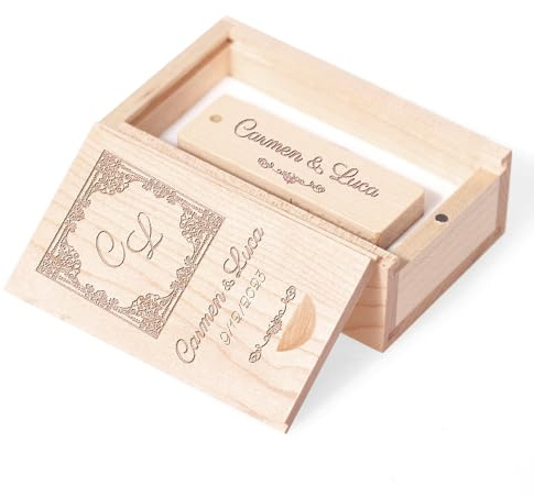 Clé USB Personnalisée Coffret Cadeau en Bois Massif Clé USB Flash Drive 3.0 Idée Cadeau pour Mariages, Anniversaires, remises de diplômes (Poétique, 16.0, GB)