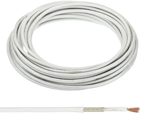 PATIKIL Cavo Elettronico Isolato Resistente Calore Fibre Vetro Mica 9,8 Piedi 7Awg, Temperatura -60 a 350 Gradi Celsius, Filo Elettronico Flessibile Lampade, Caldaie, Riscaldatori, Bianco