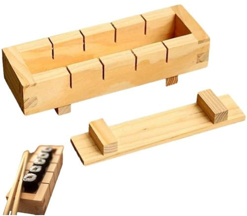 Caja De Molde De Prensa De Sushi Rectangular De Madera, Molde para Hacer Sushi, Molde para Arroz DIY, Moldes para Rodillo De Arroz para Sushi, Herramientas para Hacer Sushi