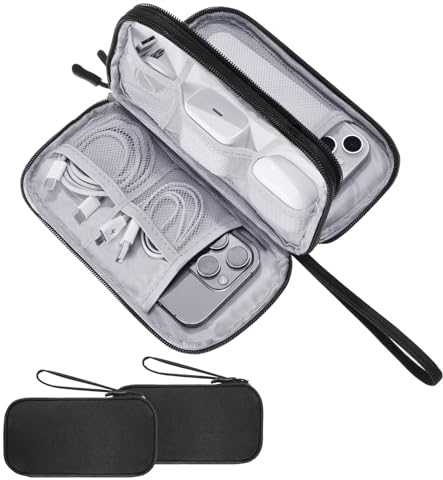 2 Stück Kabeltasche Organizer, Tragbare Kabel Organizer Tasche Wasserdicht Kabeltasche Klein Reise Elektronik Zubehör Tasche für Ladekabel Powerbank Usb Sd-Karte Ladekabel Elektronische Accessoires