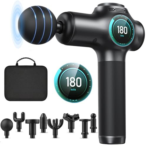 D L D - Pistola per massaggio profondo dei tessuti, massaggiatore a 99 velocità, silenzioso, con touch screen LCD, 8 testine massaggianti per il rilassamento di spalle, corpo, schiena