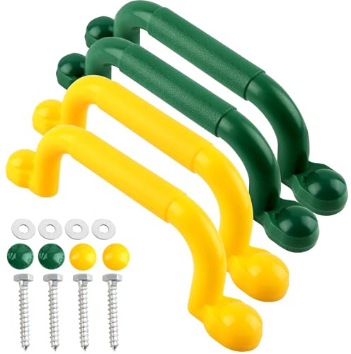 4 Pack Child Playground Safety Handles Plastic Swingset Handle Grab Handles Swing Set Accessories for Kids Treehouse Playset Climbing Frame (Color Set 1)