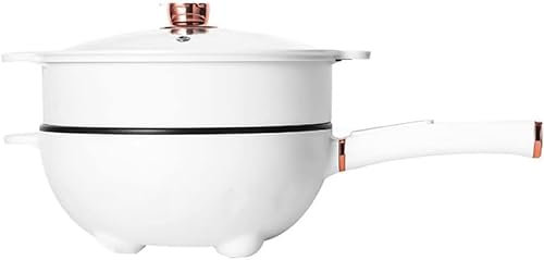 Padella elettrica Multifunzione per Cottura a Vapore e Cottura Domestica pentola elettrica Integrata Padella per Riscaldamento Elettrico pentola elettrica,White,加大发热盘