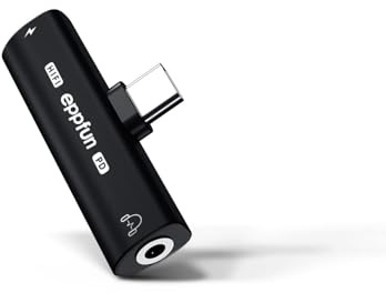 eppfun AV400 Pro Adaptateur USB C Jack, DAC 24bit/96kHz Adaptateur USB c vers Jack 3.5mm Écouteur, 60W Charge Rapide, Compatible avec iPhone16/15/ iPad/Galaxy série
