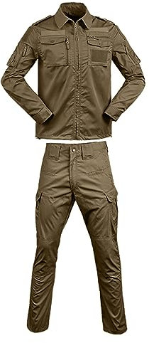 Tarnanzug Herren Airsoft Kleidung Set Paintball Combat Shirt Taktische Hose Langärmlige Mit Reißverschluss Taktisch Jacke Uniform Militär Anzug Camouflage Jagdbekleidung