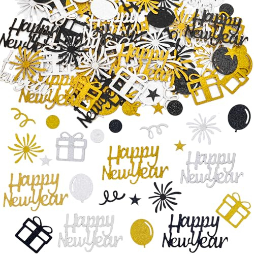 DazzJoy Konfetti Streudeko Silvester Deko 2025 Groß 1-5cm, Stern Silvester Streudeko, Glitzer Silvester Tischdeko Konfetti Silvester,Happy New Year Deko Confetti,Streudeko Neujahr Deko Silvester Party