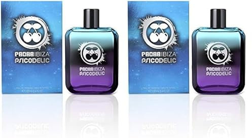 Pacha Ibiza Perfumes, Psicodelic Him, Eau de Toilette para Hombre, Larga duración, Fragancia elegante, sexy y masculina, Notas de madera y especias, Adecuado para llevar de día, 50 ml (Paquete de 2)