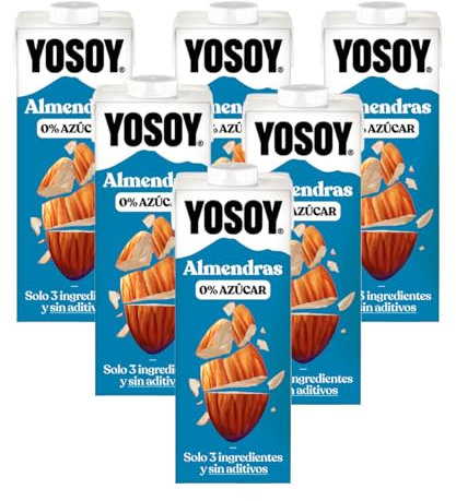 YOSOY - Confezione da 6 pezzi di bevanda alle mandorle senza zucchero 1 l