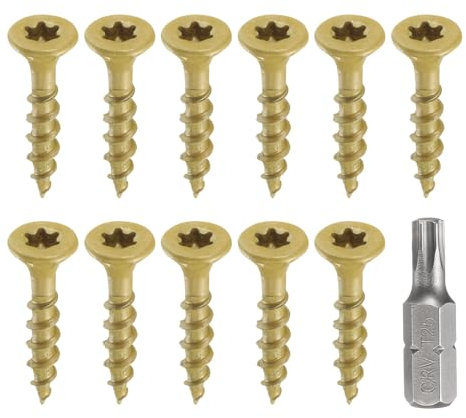Sourcing Map 100pcs Deck Screws #8 x 1 Torx Exterior Wood Screws Rust Resistant Epoxy Coating Outdoor Decking Screw with T25 Star Drive Bit
