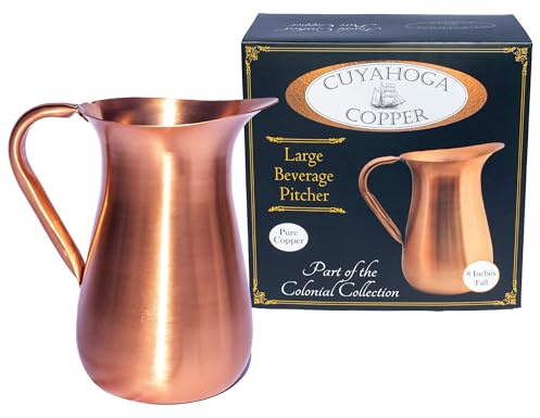 Cuyahoga Copper Getränkekrug aus 100 % reinem Kupfer – 1,8 l luxuriöse, glatte Oberfläche – schönes 20,3 cm hohes Trinkgeschirr – inklusive Premium-Einzelhandelsverpackung – ideal für Zuhause und
