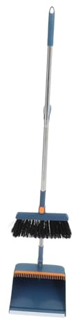 MOLUCKFU 1set Household Broom and Dustpan Stainless Steel Handle Cleaning Accessories Ergonomic Design for Indoor Use Kitchen Office Garage Dustpan Broom for Easy Storage