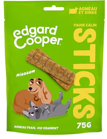 Edgard & Cooper Leckereien für Hunde, Protein-Stick, natürlich, für ausgewachsene Hunde, ohne Getreide, Beutel mit 75 g x 1, Lamm & Truthahn