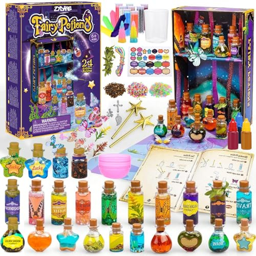 Zydane Fairy Potion Making Kit for Kids – Halloween 24-Bottle Magic Science & STEM Craft Set – DIY Potion Kit & Arts and Crafts Toy Gift for Girls & Boys Ages 6+