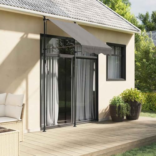 Myheimly Markise, Klemmmarkise Einziehbar, Sonnenmarkise für Balkon Garten Terrasse, Balkonmarkise Einstellbare Höhe,Anthrazit,100 x 150 cm