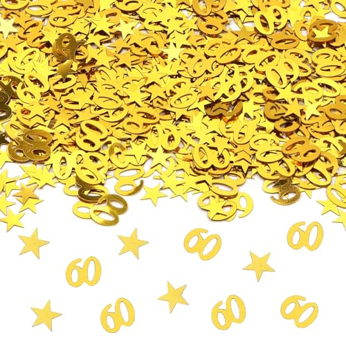 Glitzer Konfetti 60 Geburtstag Deko, 500 Stück Stern Tischdeko Geburtstag, Gold Glitter Streudeko Mann Frau, Sterne Deko confetti für Birthday Party Hochzeit Geburtstagsdeko Tisch
