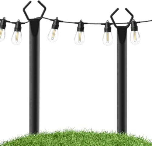 Postes de luces exteriores para colgar | Postes de luz para exteriores | Postes de luz de cadena | 2 postes de luz de jardín | Postes de luz de cadena de metal para patio | Soporte de iluminación de