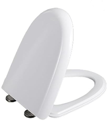 Toalettstolar 440 x 350 mm, D-formad mjuk stängning toalettsits vit med snabbfrigöring, toppfixering och 360° justerbara gångjärn