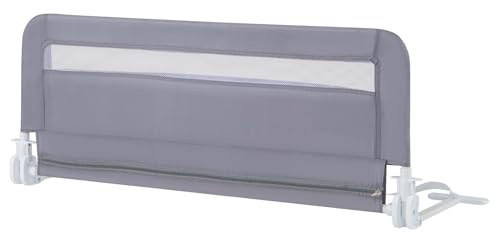RELAX4LIFE Barrera Seguridad Niños Cama Plegable 100/120 cm con Correas de Seguridad, Funda de Espuma Anticolisión y Funda Lavable con Cremallera, Barandilla Cama Niño (Gris,100 x 41 x 42 cm)