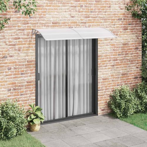 Auvent de Porte Extérieur, 200x75 cm, Polycarbonate Transparent 5 mm, Support Gris ABS et Aluminium, Marquise de Porte Résistante aux Intempéries, Store Extérieur Terrasse, pour Entrée/Fenêtre
