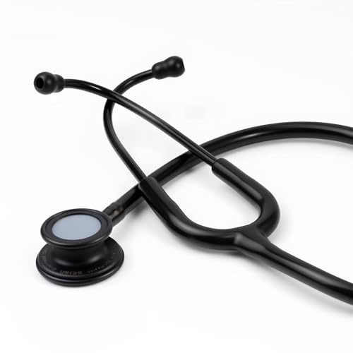 SCIAN Stéthoscope double tête avec embouts auriculaires pour étudiants en médecine, en acier inoxydable avec accessoires, classique léger pour médecins, infirmières, enfants et adultes (Noir)