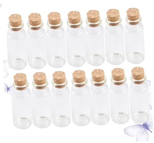 Cabilock 20 Pièces Bouteilles Verre Mini avec Bouchon Liège Transparentes pour Souhaits Décoration Thé Maison Bureau Fête