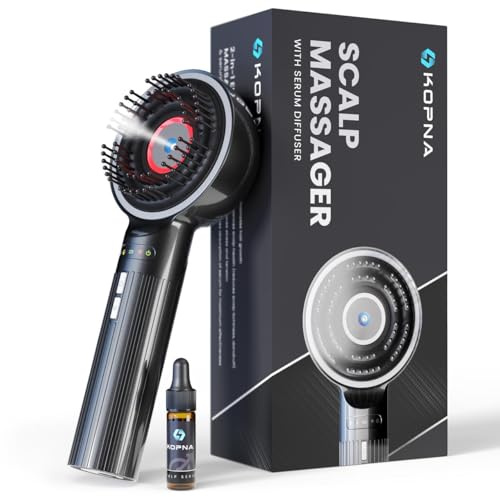 Kopna 2-in-1 Electric Scalp Massager with Nano Mist Serum Applicator, Waterproof Rechargeable Head & Scalp Massage Brush with Moving Massage Teeth for Relaxing Scalp Care and Hair Care Routine