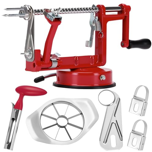 Apple Peeler Slicer Corer 3 in 1 Fruit Peeler Machine for Potatoes Stainless Steel Adjustable Blade for Easy Kitchen Use with Anti Slip Powerful Suction Bas