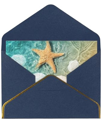 FZGGWYHL Carte de vœux imprimée avec enveloppe Motif étoile de mer